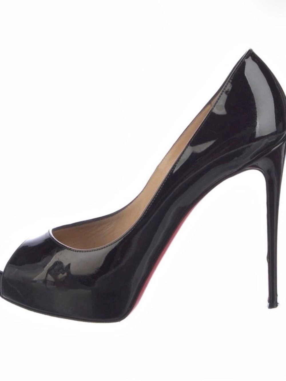 Authentic Christian Louboutin New Very Prive 120 Patent Leather Peep-Toe Pumps U